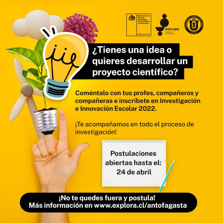 Abren convocatoria para que estudiantes sean parte de Investigación e Innovación Escolar 2022 de Explora Antofagasta