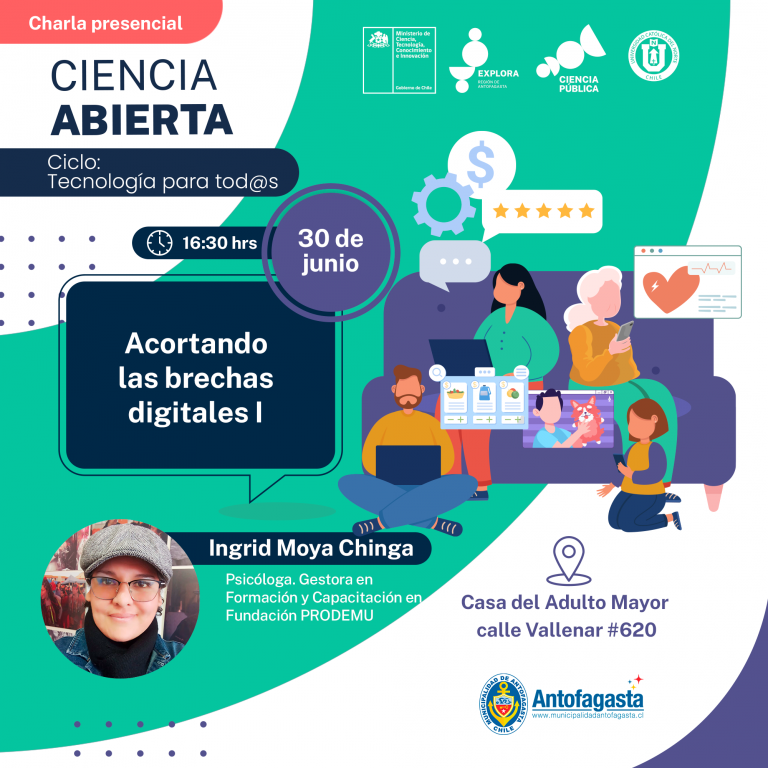 Charla para acortar brechas digitales realizará en la Casa del Adulto Mayor el Proyecto Explora Antofagasta