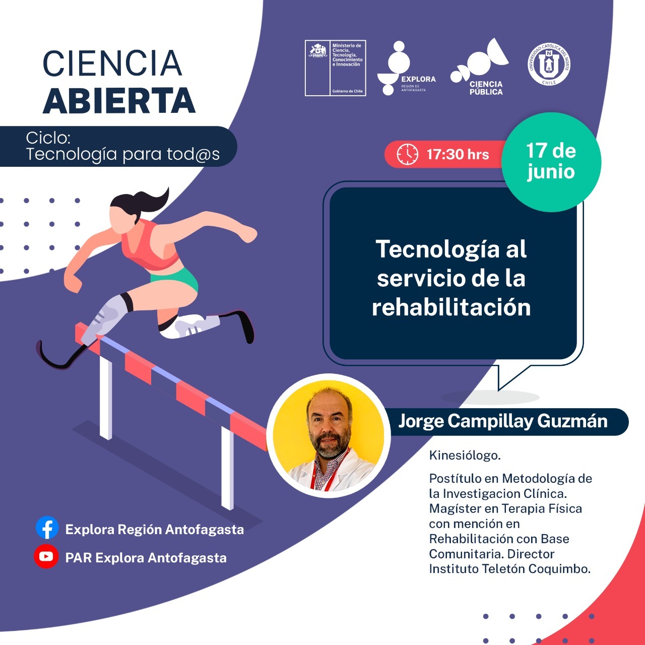 Director de Teletón Coquimbo inaugurará segundo ciclo de charlas Ciencia Abierta de Explora Antofagasta