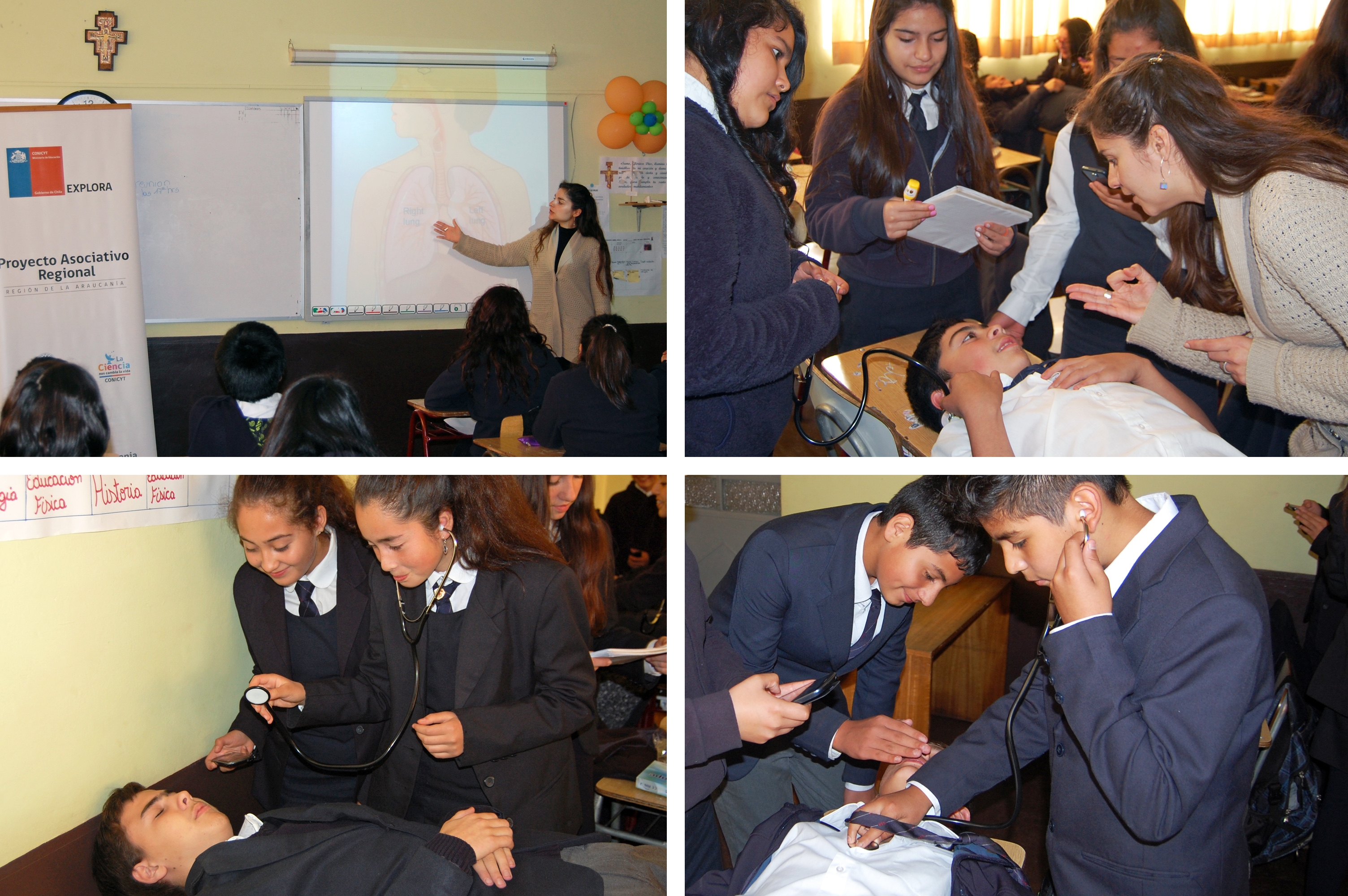 Estudiantes de Nueva Imperial evaluaron su frecuencia cardiaca y respiratoria en didáctica charla