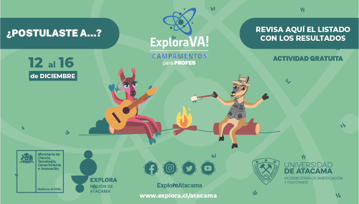 Explora Atacama da a conocer lista de seleccionados/as a Campamento de profesores Explora VA!