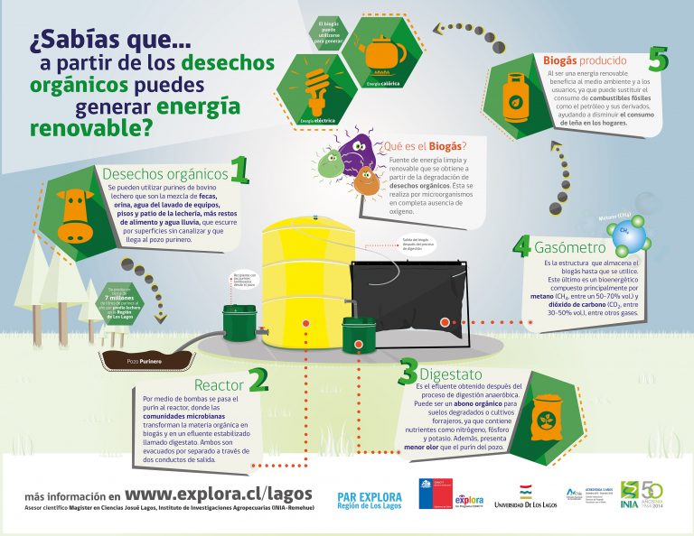 Infografía del PAR EXPLORA Los Lagos explica la producción de “Biogás”