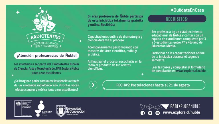 Iniciamos periodo de postuación al I Radioteatro Escolar de Ciencia, Arte y Tecnología