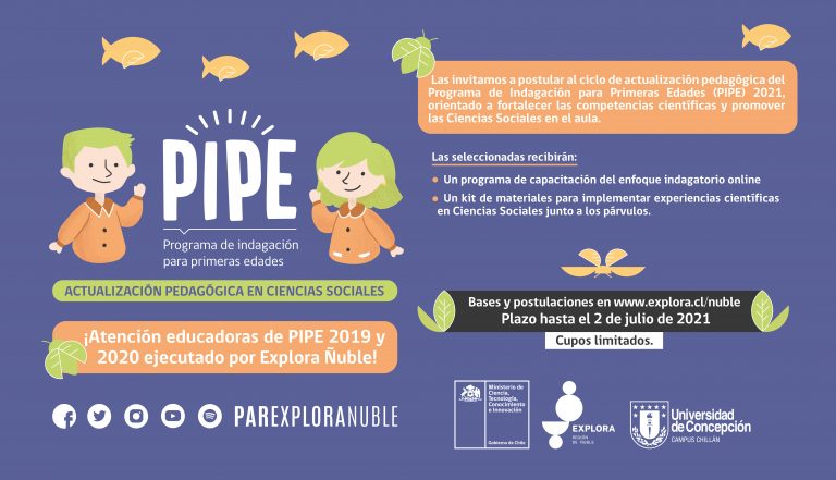 ¡Atención educadoras de PIPE 2019 y 2020 ejecutado por Explora Ñuble!