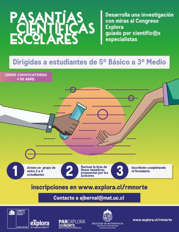 Afiche Pasantías Científicas Escolares PAR RM Norte