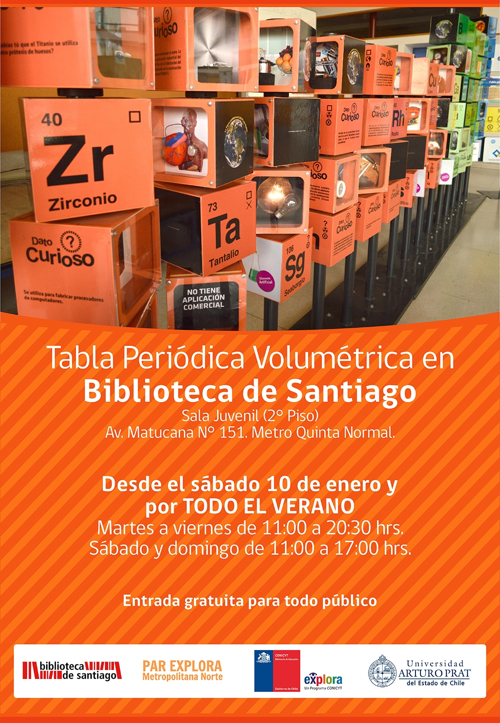Tabla Periódica Volumétrica en la Biblioteca de Santiago