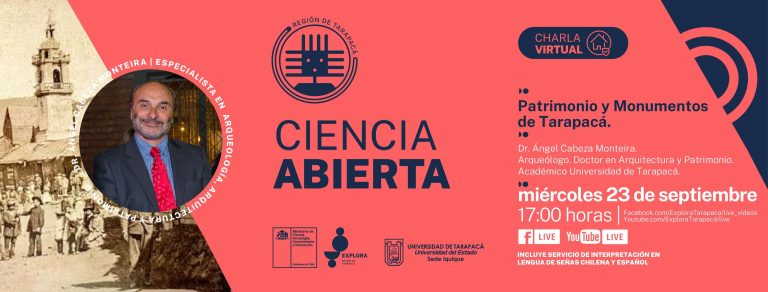Miércoles 23 de septiembre: Charla “Patrimonios y monumentos de Tarapacá”