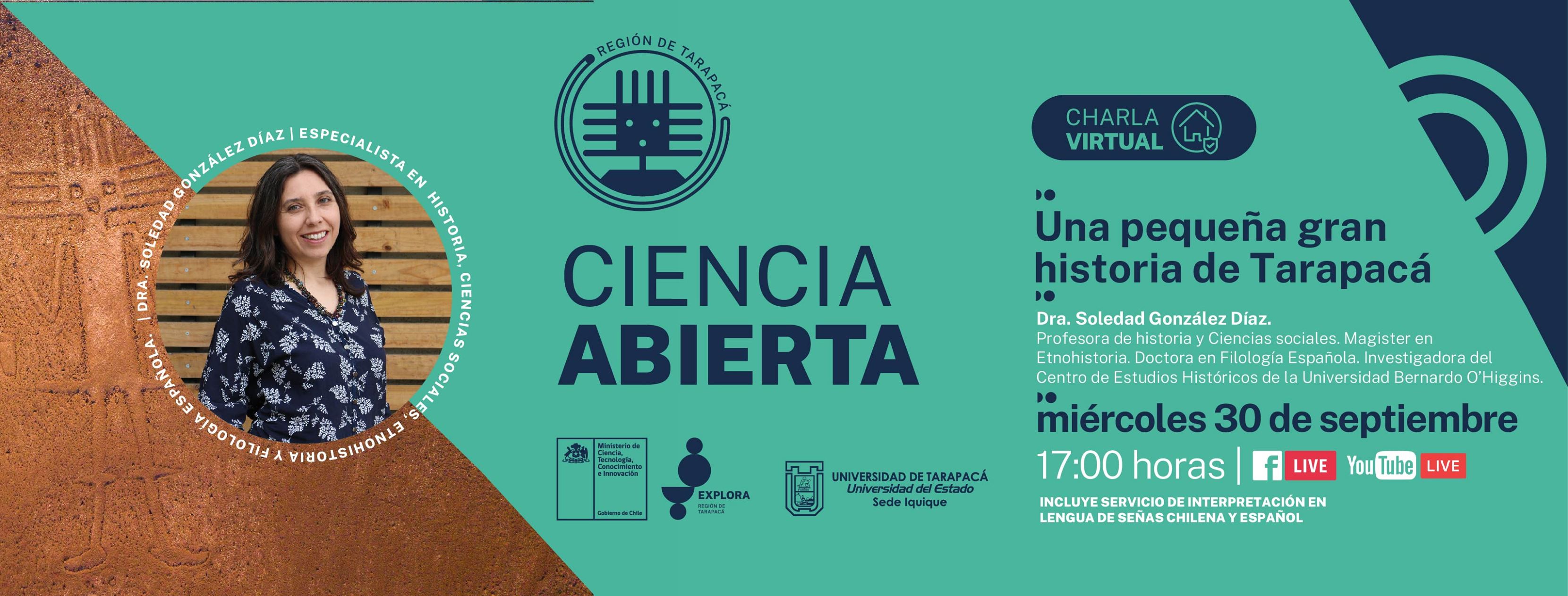 Miércoles 30 de septiembre: Charla “Una pequeña gran historia de Tarapacá”