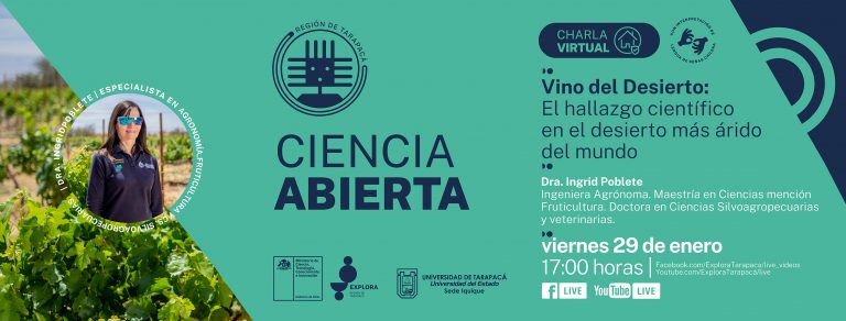 Viernes 29 de enero: Charla “Vino del desierto: el hallazgo científico en el desierto más árido del mundo”