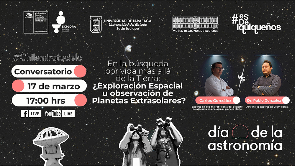 Miércoles 17 de marzo: Charla “En la búsqueda por vida más allá de la Tierra: ¿Exploración Espacial u observación de Planetas Extrasolares?”