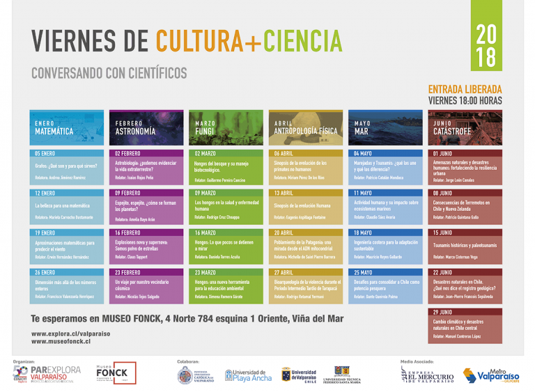 ¡Prepara tu calendario y agenda el Viernes de Cultura + Ciencia 2018!