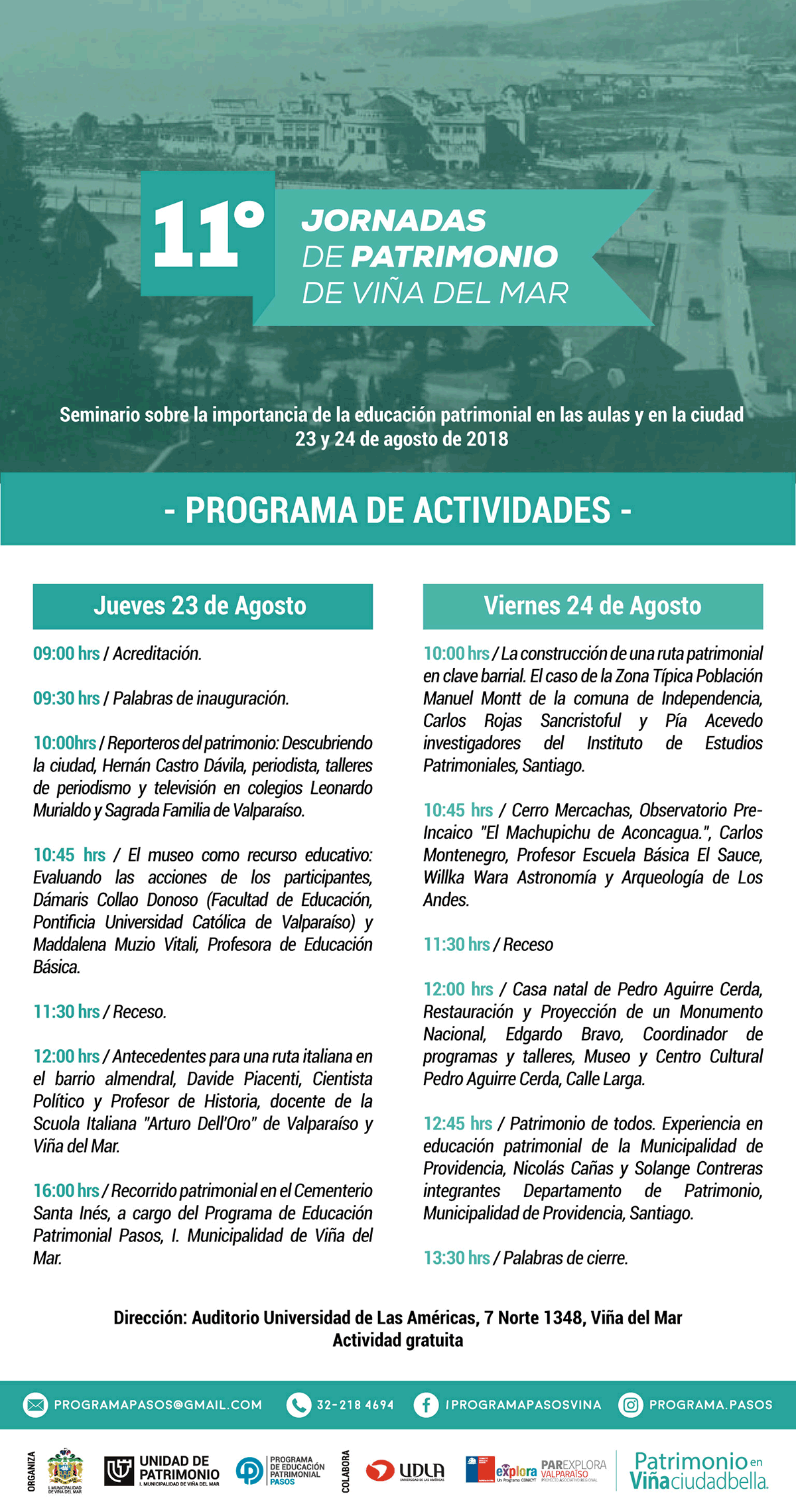 Ciudad, patrimonio y escuela se unen en nuevas Jornadas Patrimoniales de Viña del Mar
