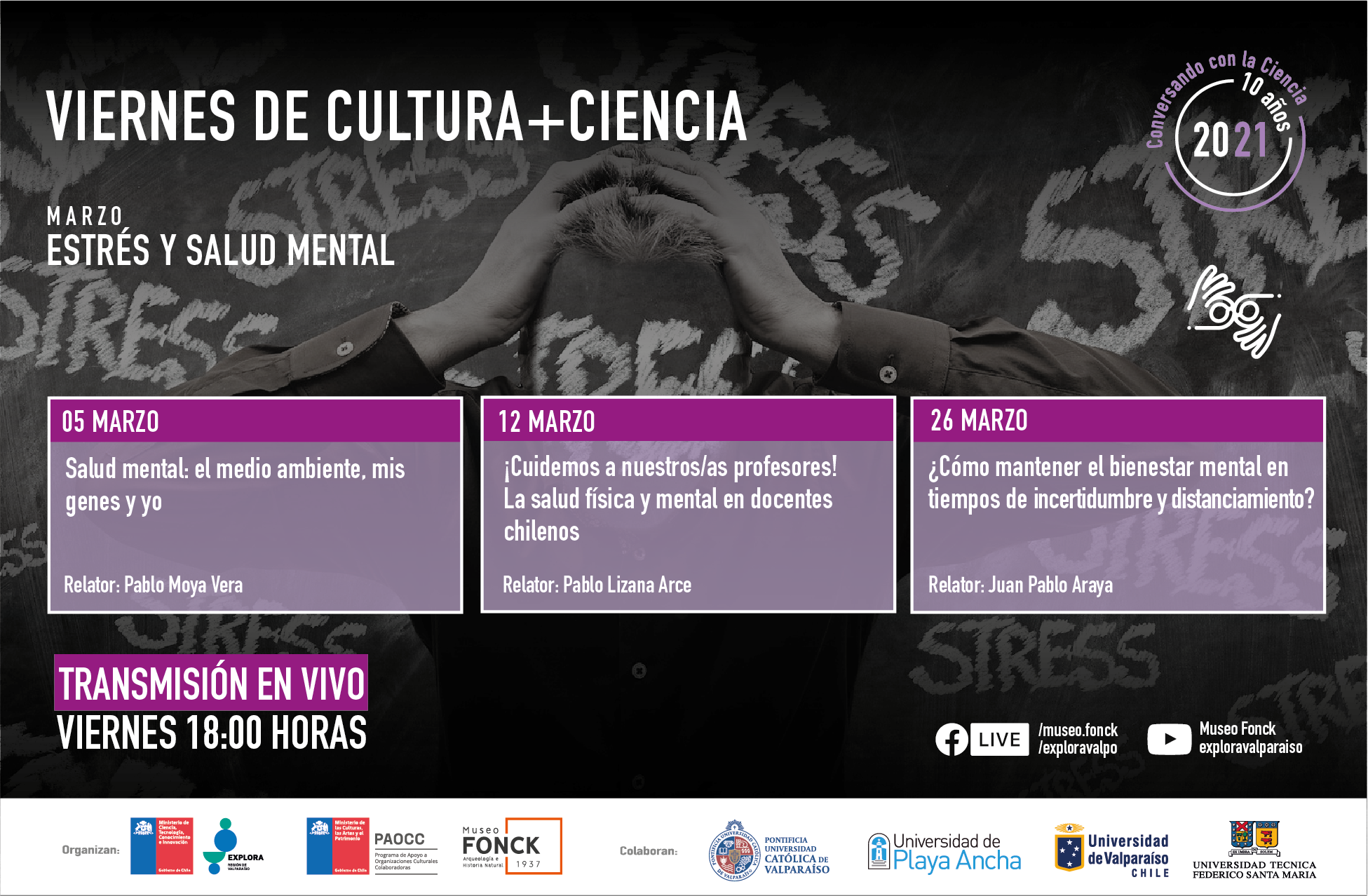 Durante marzo súmate a los Viernes de Cultura + Ciencia y conoce la importancia de cuidar nuestra salud mental