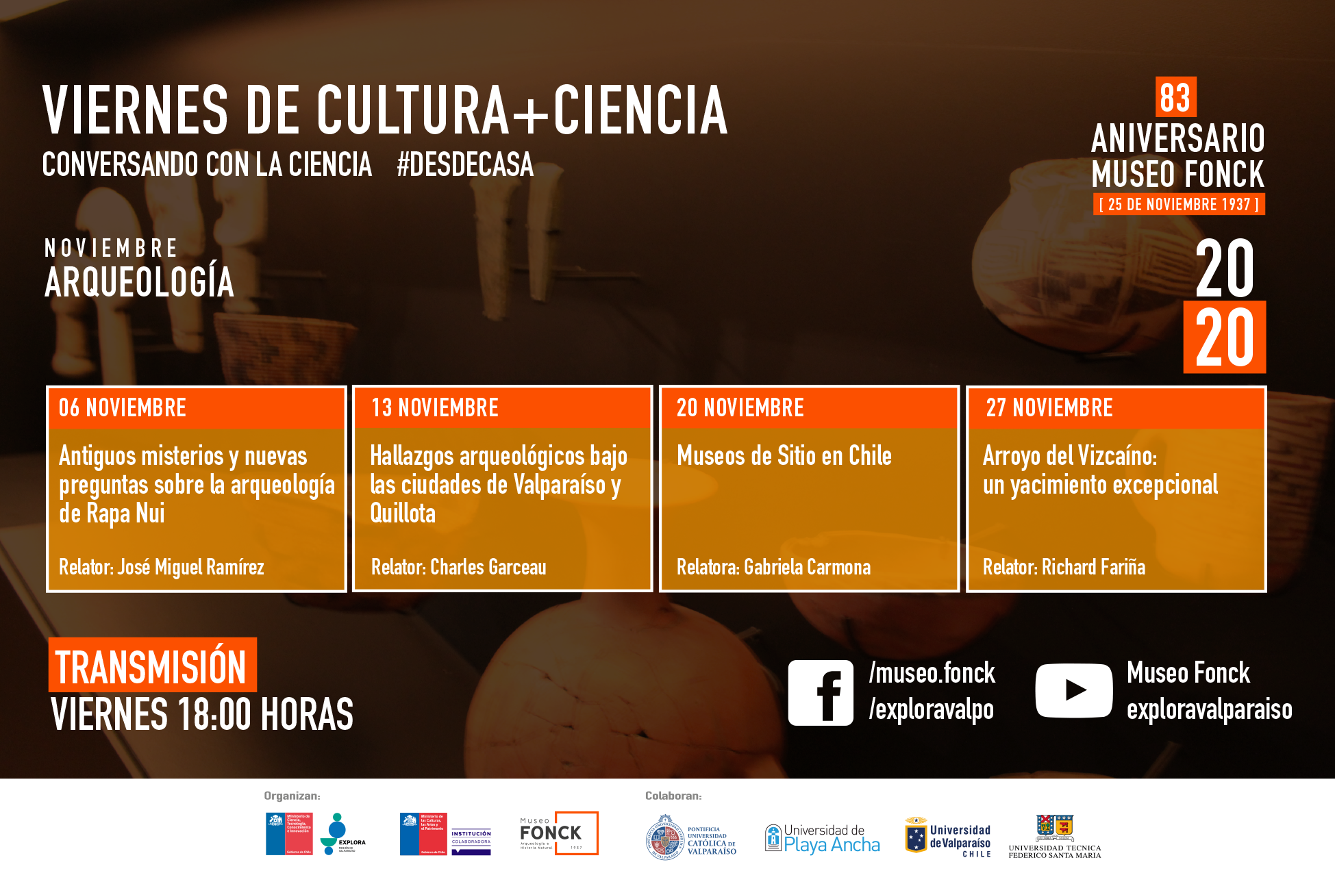 En noviembre nuestros Viernes de Cultura + Ciencia te traen charlas sobre arqueología y paleontología