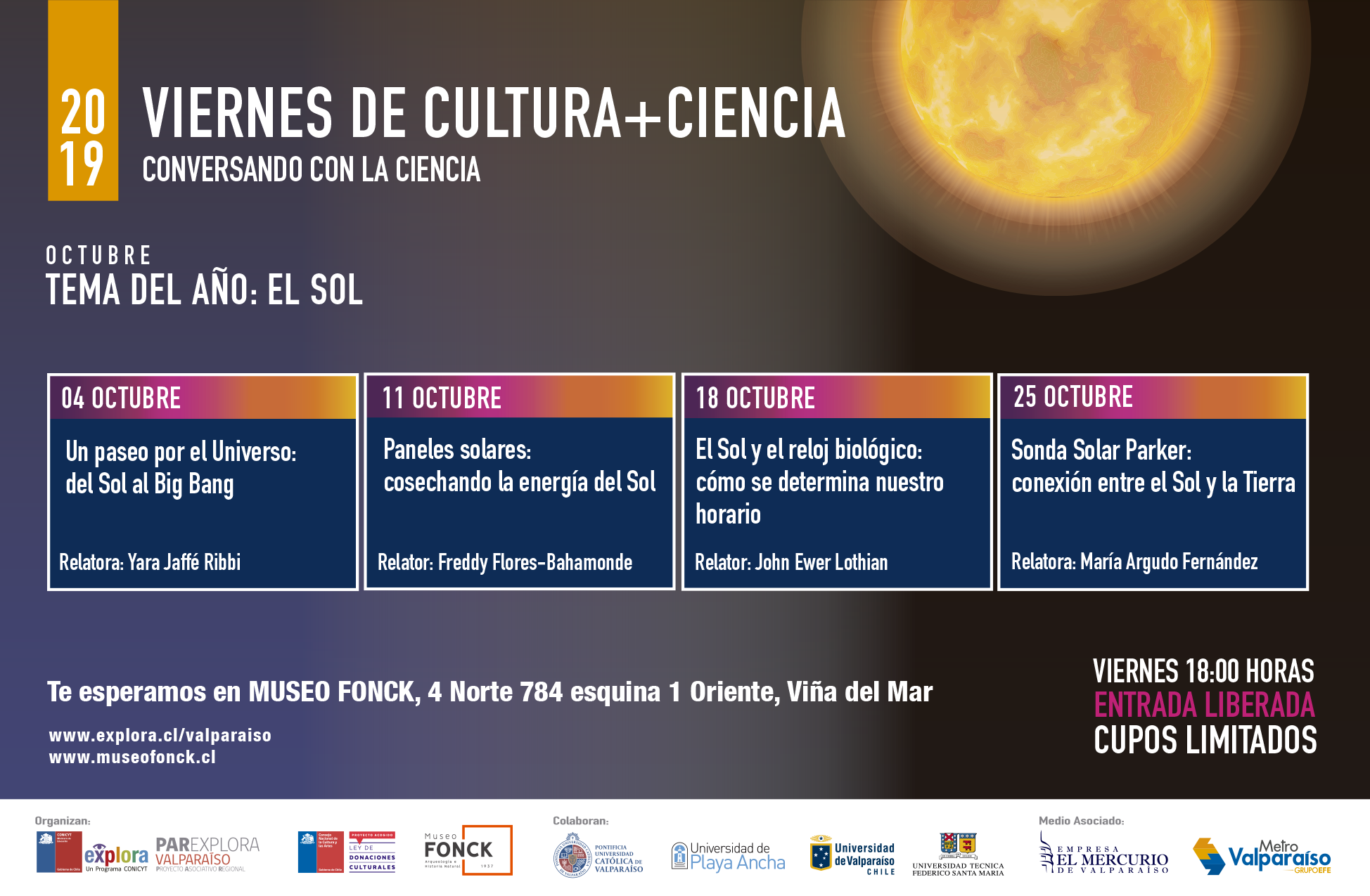 Celebra el año del Sol en nuestros Viernes de Cultura + Ciencia de octubre