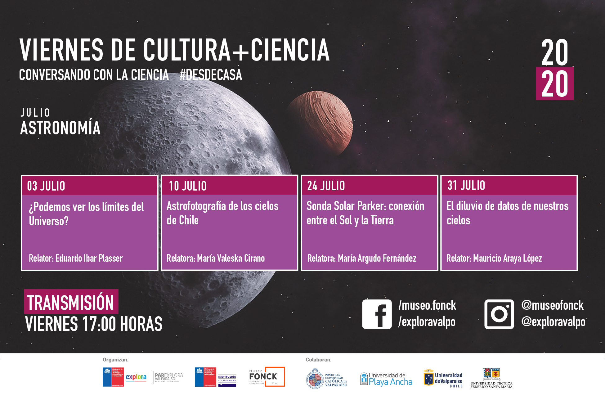 La astronomía será la protagonista de los Viernes de Cultura + Ciencia #desdecasa durante julio