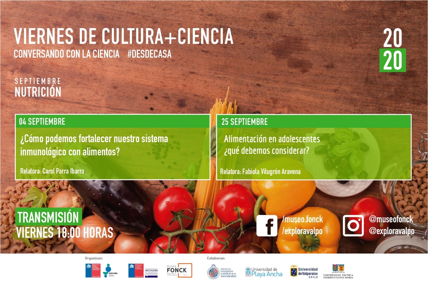 La nutrición y los alimentos se tomarán las charlas de septiembre de los Viernes de Cultura + Ciencia