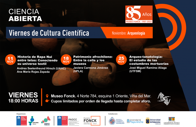 ¡Celebremos los 85 años del Museo Fonck con arqueología e historia! Conoce nuevo ciclo durante noviembre en Viernes de Cultura Científica