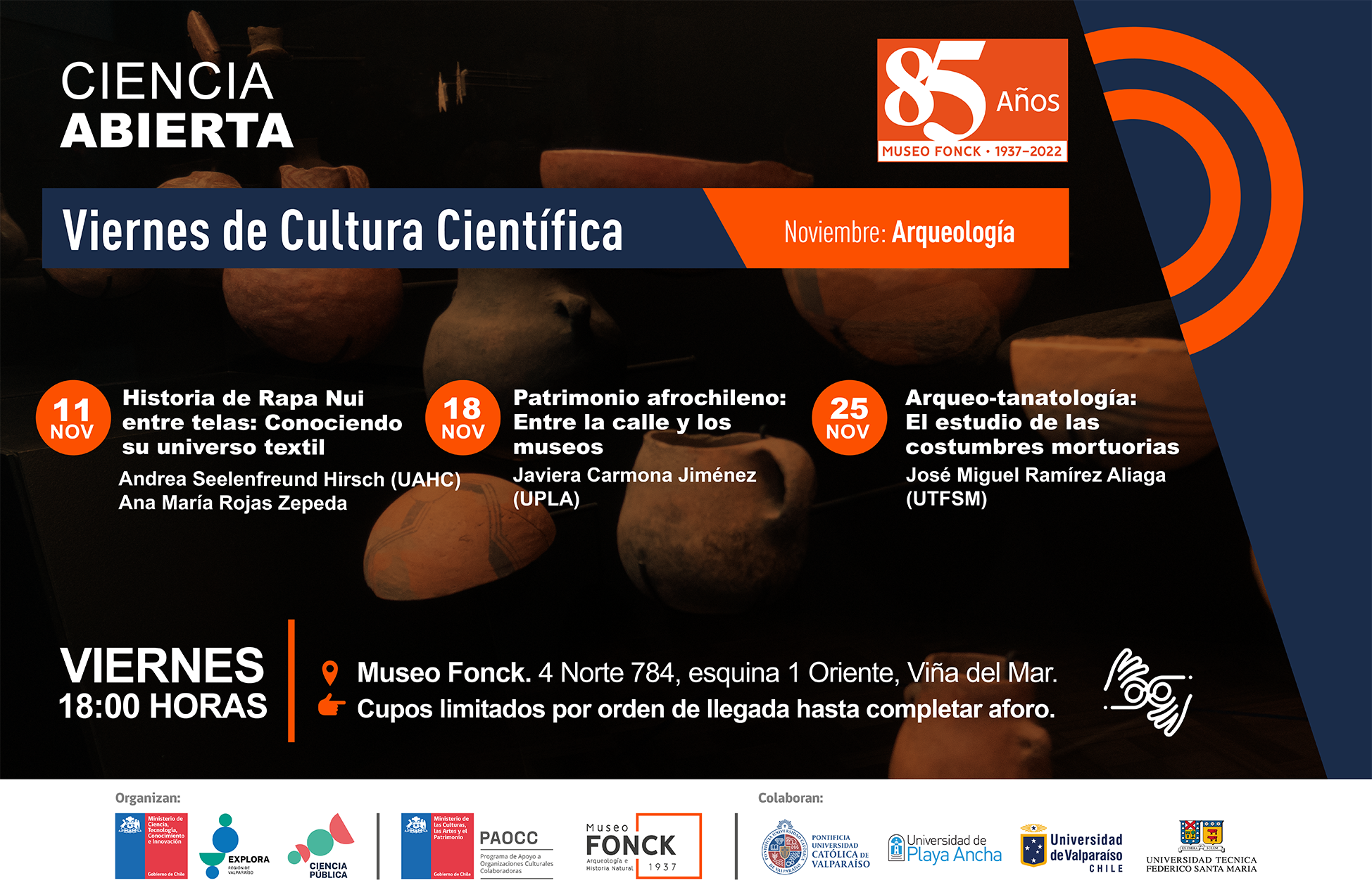 ¡Celebremos los 85 años del Museo Fonck con arqueología e historia! Conoce nuevo ciclo durante noviembre en Viernes de Cultura Científica