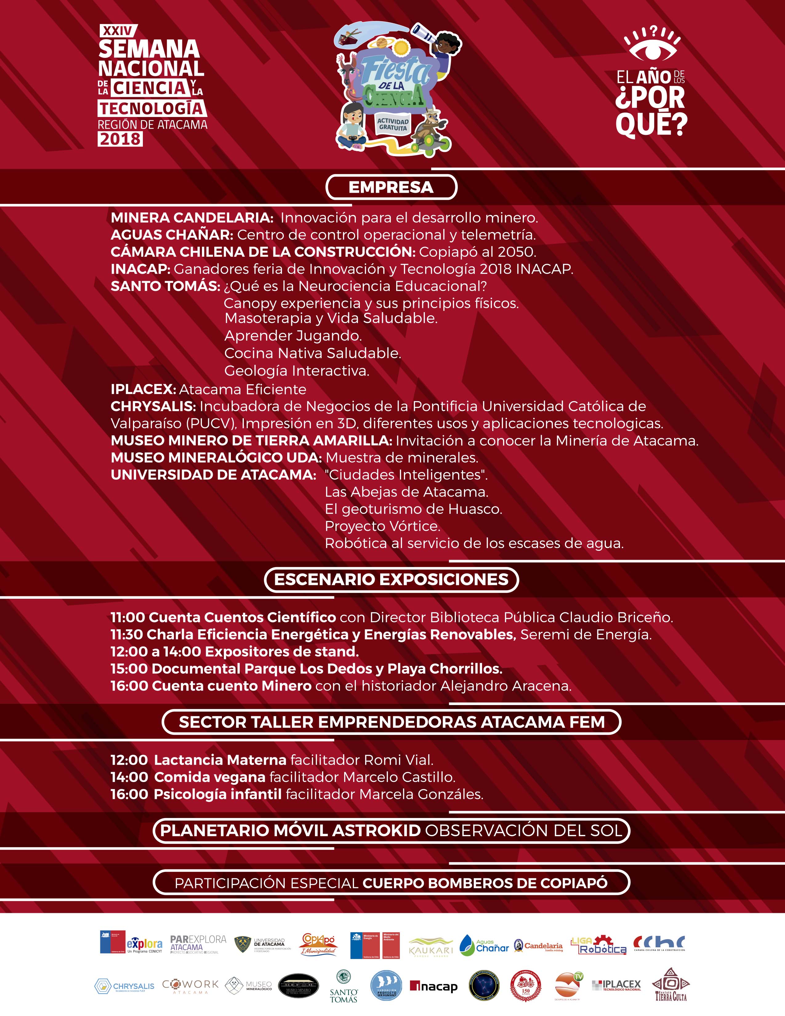 PROGRAMA FIESTA DE LA CIENCIA SÁBADO 13 DESDE LAS 11 HORAS